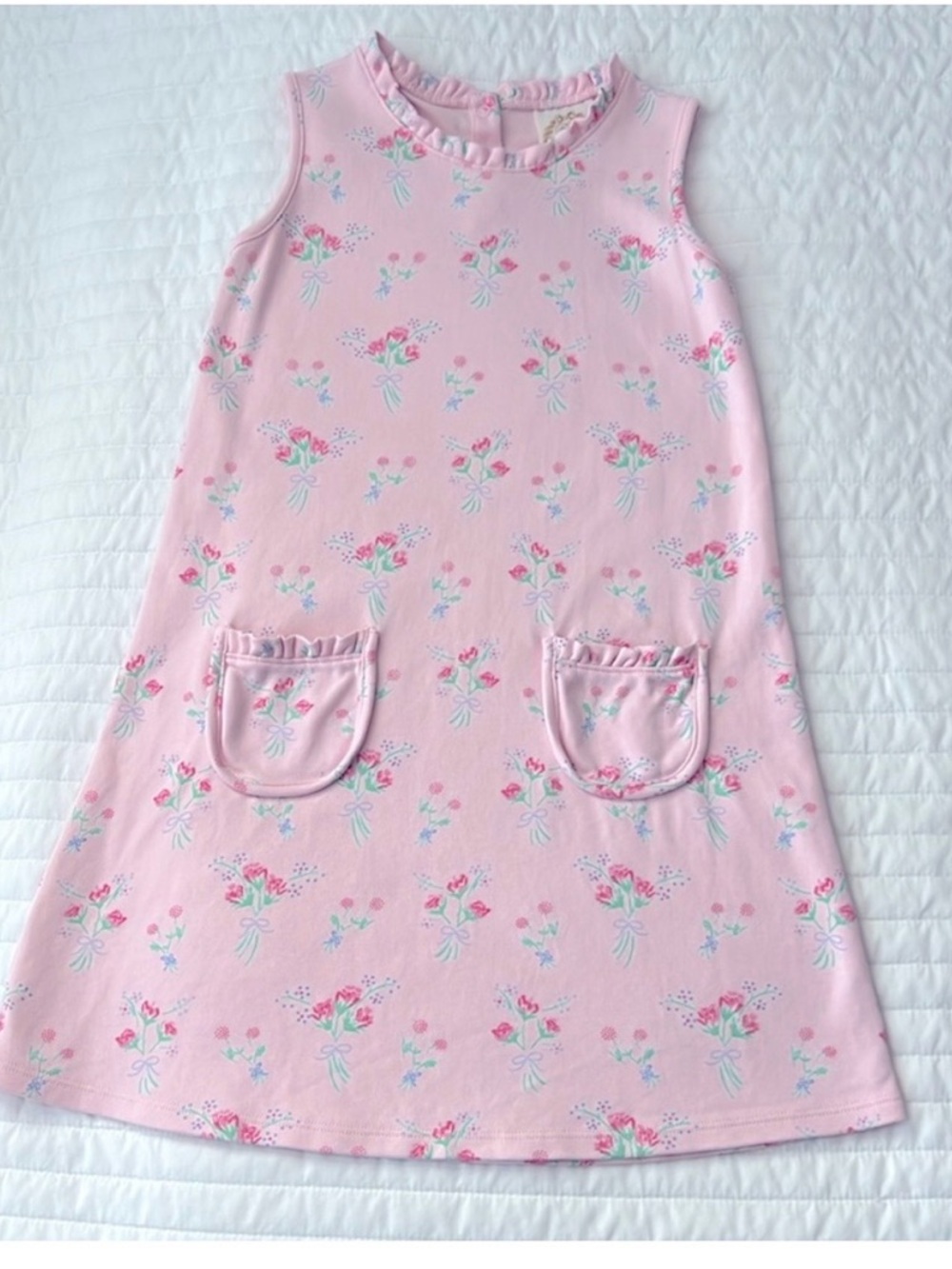 TBBC /The Beaufort Bonnet Company Lizzie’s Luxe Pocket Floral Pink Dress. EUC.